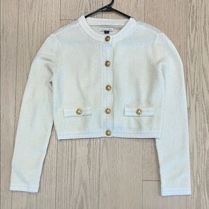 American Eagle Cream Cardigan Sweater Jacket with Gold Buttons